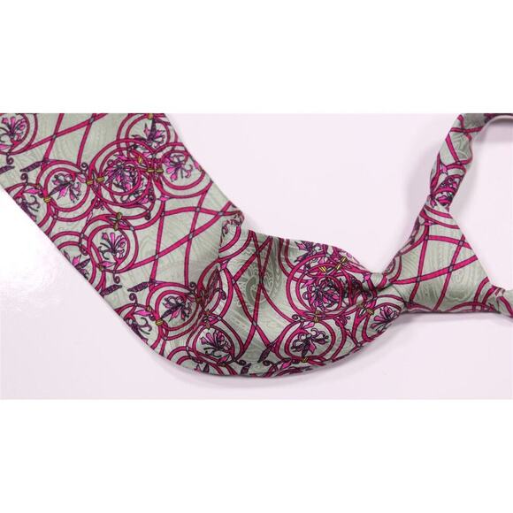 Rando Kiik Homme Handmade in France Pink/Gray Baby Cherub Silk Necktie Tie - Picture 6 of 6